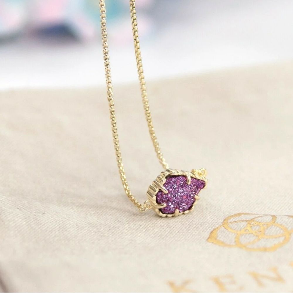 Kendra Scott Gold Necklace Amethyst Drusy